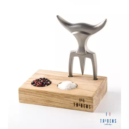 Fourchette TRIDENS Inox Brut Avec Socle Bois 2 Fourchette TRIDENS Inox Brut Avec Socle Bois – Image 2